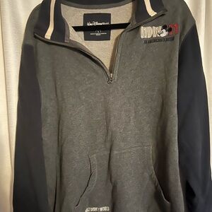 Disney Men's Gray and Black Zip-Up Sweater